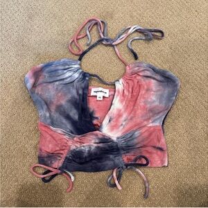 Superdown Ribbed Pink and Purple Tie-Dye Top